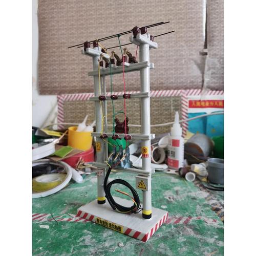 雙桿分支開(kāi)關(guān)臺(tái)架變壓器線路模型 辦公教學(xué)的多功能精致擺件